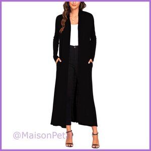 Lightweight Floor Length Open Front Cardigan with Pockets